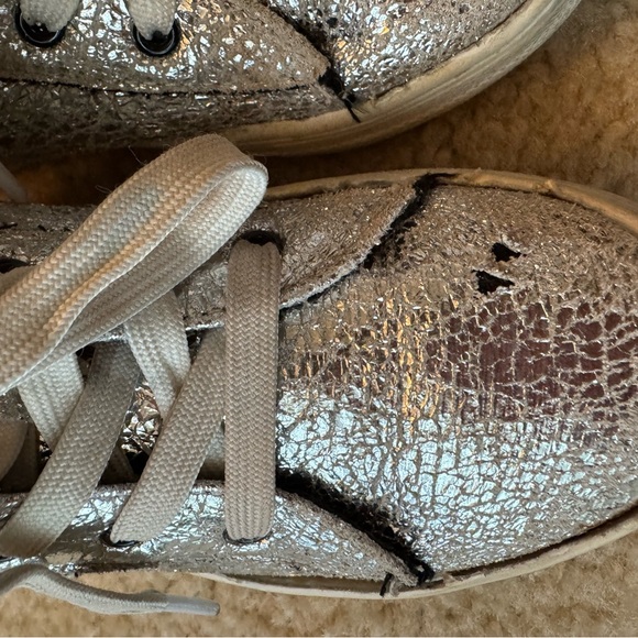 Kids Silver and Black High-Top Sneakers size 13 - Picture 3 of 8